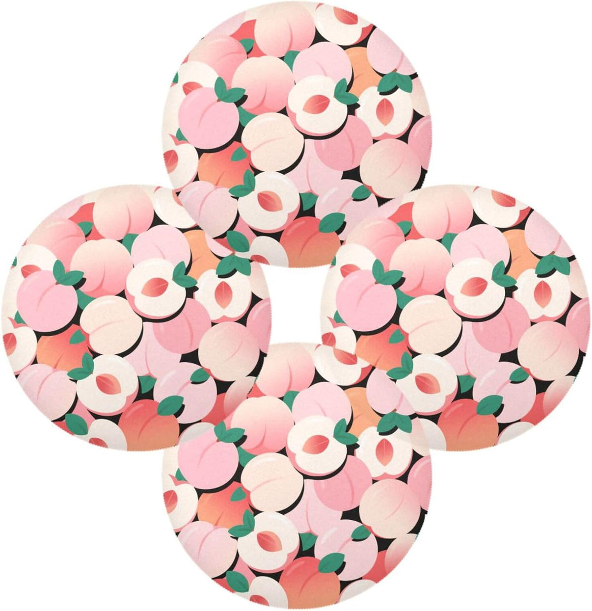 Cartoon Cute Peach Pink spring placemats round placemats set of 4 vinyl 15.4x15.4in manteles para mesa de comedor decorations decor decoration