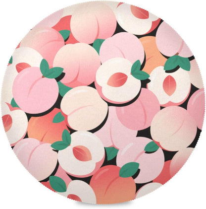 Cartoon Cute Peach Pink spring placemats round placemats set of 4 vinyl 15.4x15.4in manteles para mesa de comedor decorations decor decoration