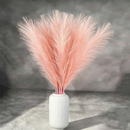Artificial Faux Pampas Grass 8 Pcs Fake Artificial Adjustable Pampas Grass Variable Length Tall Fluffy Stems Table Vase Filler Centerpiece for Living Room Decor Boho Decor Wedding Pink