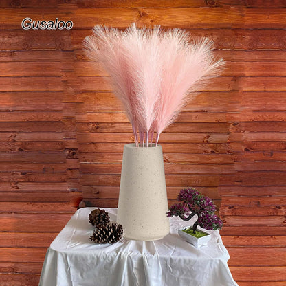Artificial Faux Pampas Grass 8 Pcs Fake Artificial Adjustable Pampas Grass Variable Length Tall Fluffy Stems Table Vase Filler Centerpiece for Living Room Decor Boho Decor Wedding Pink