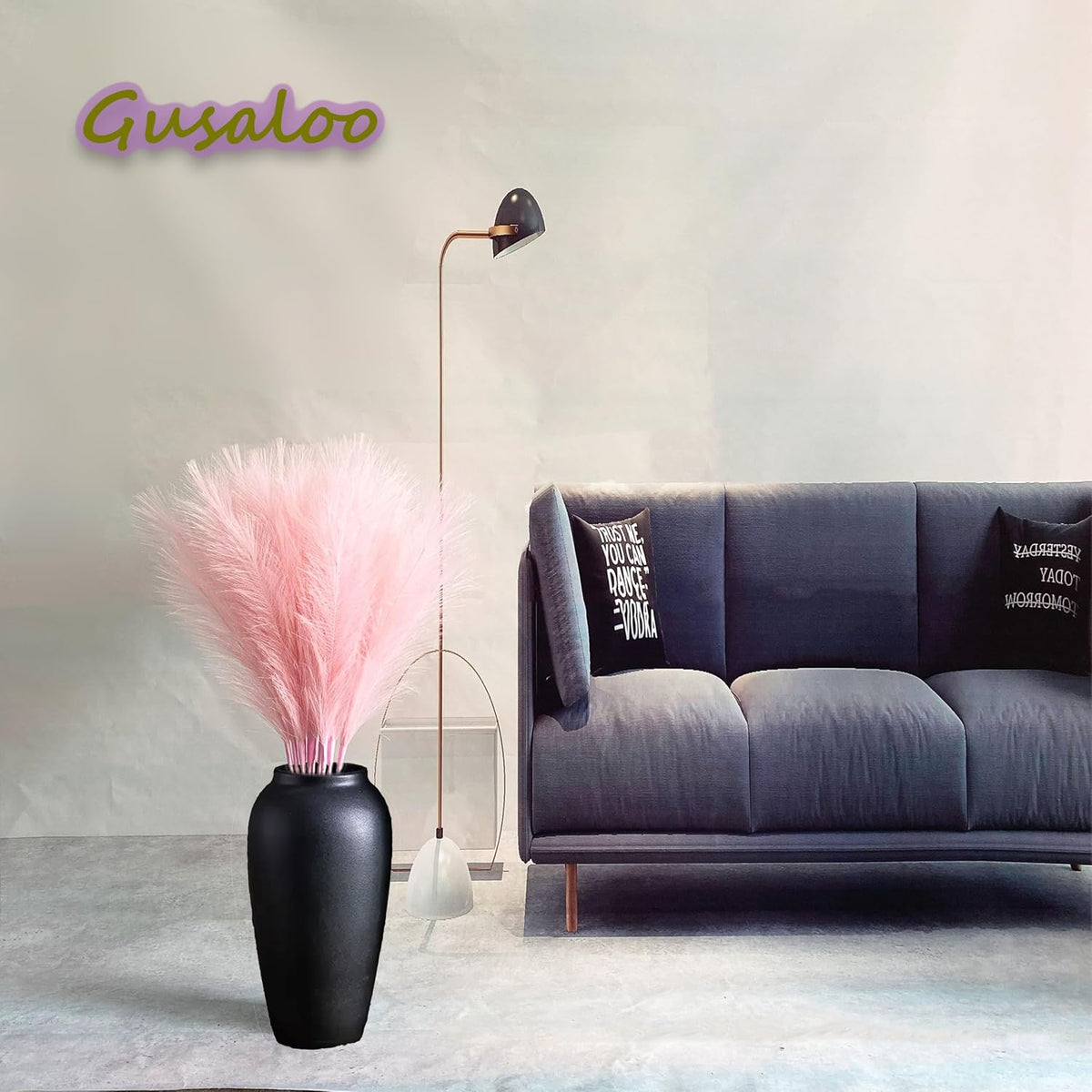Artificial Faux Pampas Grass 8 Pcs Fake Artificial Adjustable Pampas Grass Variable Length Tall Fluffy Stems Table Vase Filler Centerpiece for Living Room Decor Boho Decor Wedding Pink