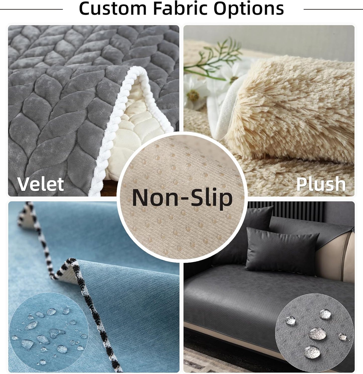 SINCERE Custom Sofa Cover, Non-Slip Slipcover Furniture Protector Mat for Kids/Pet, Customized Bench Couch Seat Cover, Waterproof Chair Cushion Coverlet Floor Cushion Bed Topper Blanket, Multi-Fabric