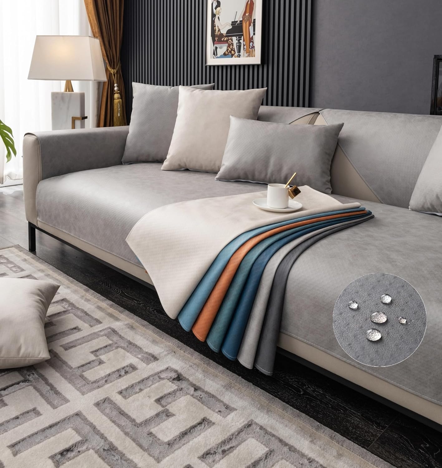 SINCERE Custom Sofa Cover, Non-Slip Slipcover Furniture Protector Mat for Kids/Pet, Customized Bench Couch Seat Cover, Waterproof Chair Cushion Coverlet Floor Cushion Bed Topper Blanket, Multi-Fabric