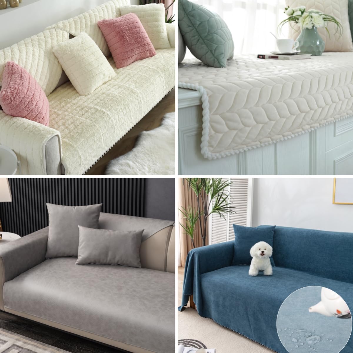 SINCERE Custom Sofa Cover, Non-Slip Slipcover Furniture Protector Mat for Kids/Pet, Customized Bench Couch Seat Cover, Waterproof Chair Cushion Coverlet Floor Cushion Bed Topper Blanket, Multi-Fabric