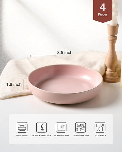 Milkyway 33 oz Pasta Bowls Set of 4, Light Pink