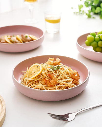 Milkyway 33 oz Pasta Bowls Set of 4, Light Pink