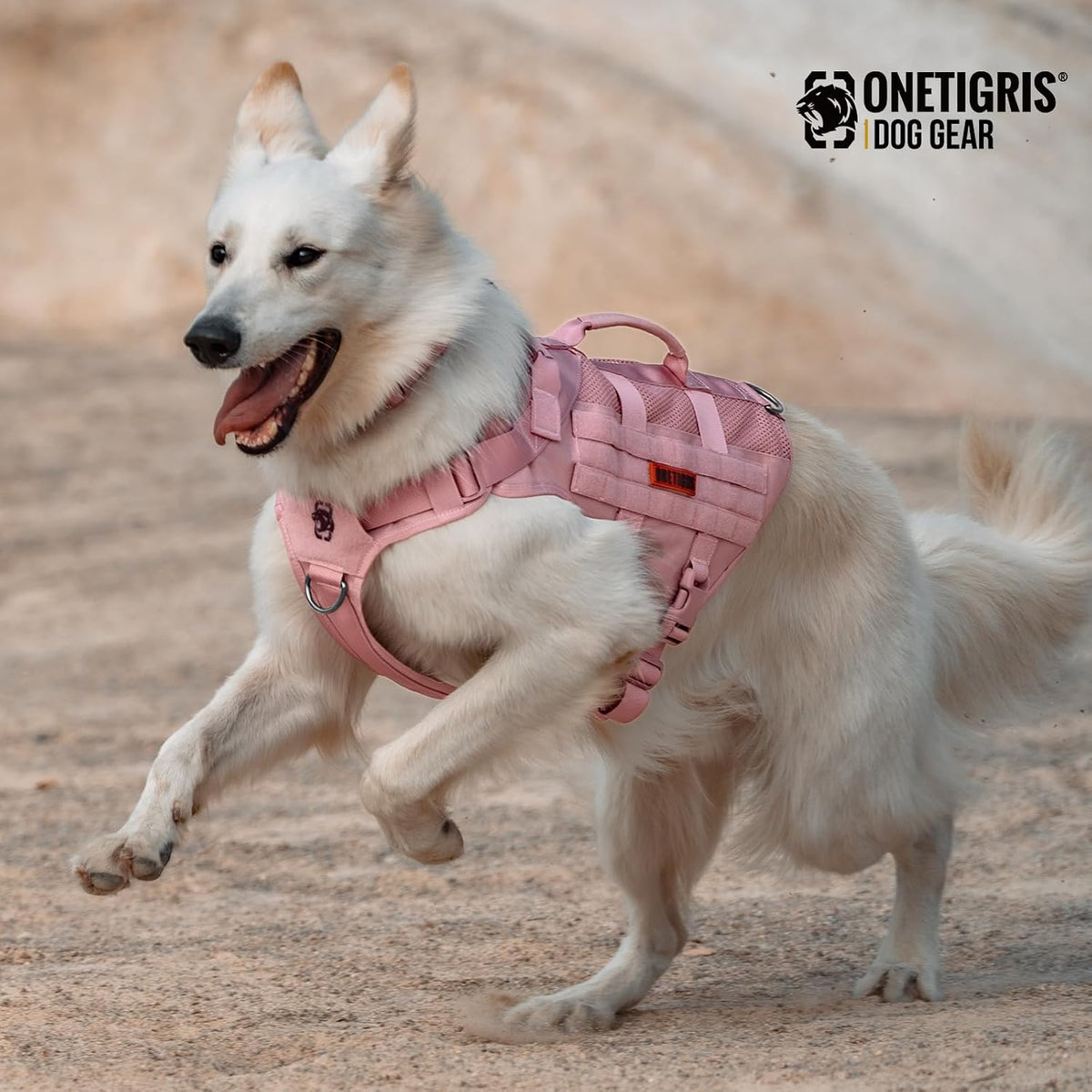 Tactical Dog Harness for Small Dog, No Pull Small Dog Vest Harness with Handles Breathable Military Dogs Molle Vests for Walking Hiking Training (Pink, Medium)