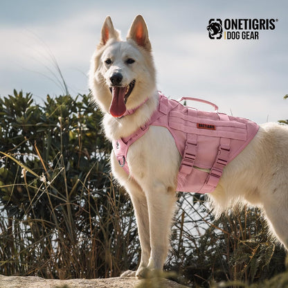Tactical Dog Harness for Small Dog, No Pull Small Dog Vest Harness with Handles Breathable Military Dogs Molle Vests for Walking Hiking Training (Pink, Medium)
