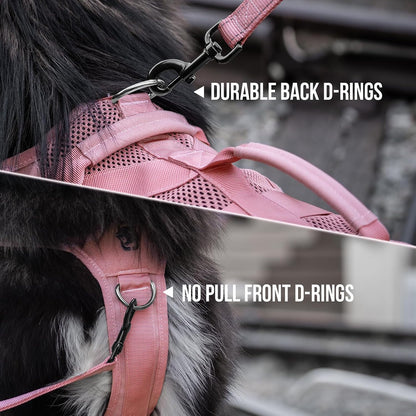 Tactical Dog Harness for Small Dog, No Pull Small Dog Vest Harness with Handles Breathable Military Dogs Molle Vests for Walking Hiking Training (Pink, Medium)