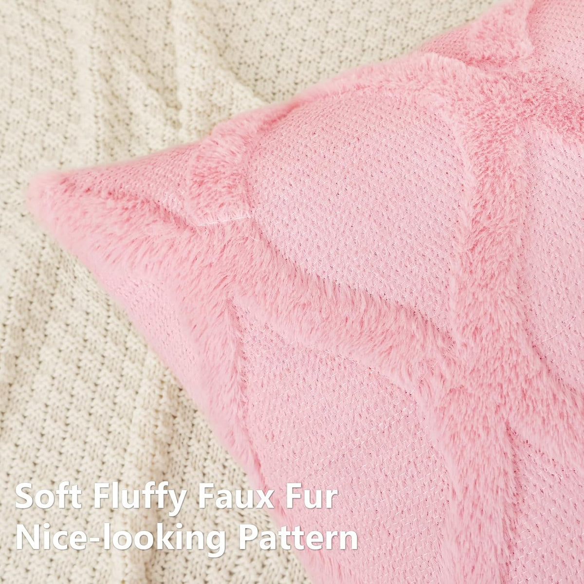 Fall Faux Fur Blush Pink Throw Pillow Covers 18x18 Set of 2