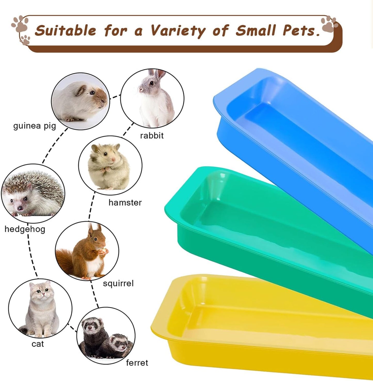 3 Pcs Kitten Litter Box,9.6"*7.2''*0.9'' Plastic Portable Small Litter Pan Low Entry Waterproof Bunny Cat Litter Box,Multi Color Nonstick Litter Tray Travel Toilet for Small Pet Guinea Pig Rabbit