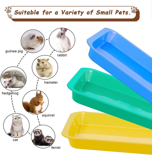 3 Pcs Kitten Litter Box,9.6"*7.2''*0.9'' Plastic Portable Small Litter Pan Low Entry Waterproof Bunny Cat Litter Box,Multi Color Nonstick Litter Tray Travel Toilet for Small Pet Guinea Pig Rabbit