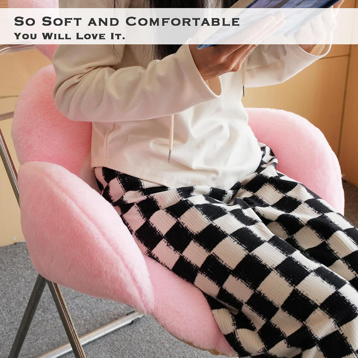 Juju Pink Kawaii Cushion - Kawaii Room Decor - Seat Cushions for Office Chairs - Office Chair Cushions - Car Seat Cushion - Gaming Room Decor - Gaming Desk Accessories Floor Pillow (Pink)
