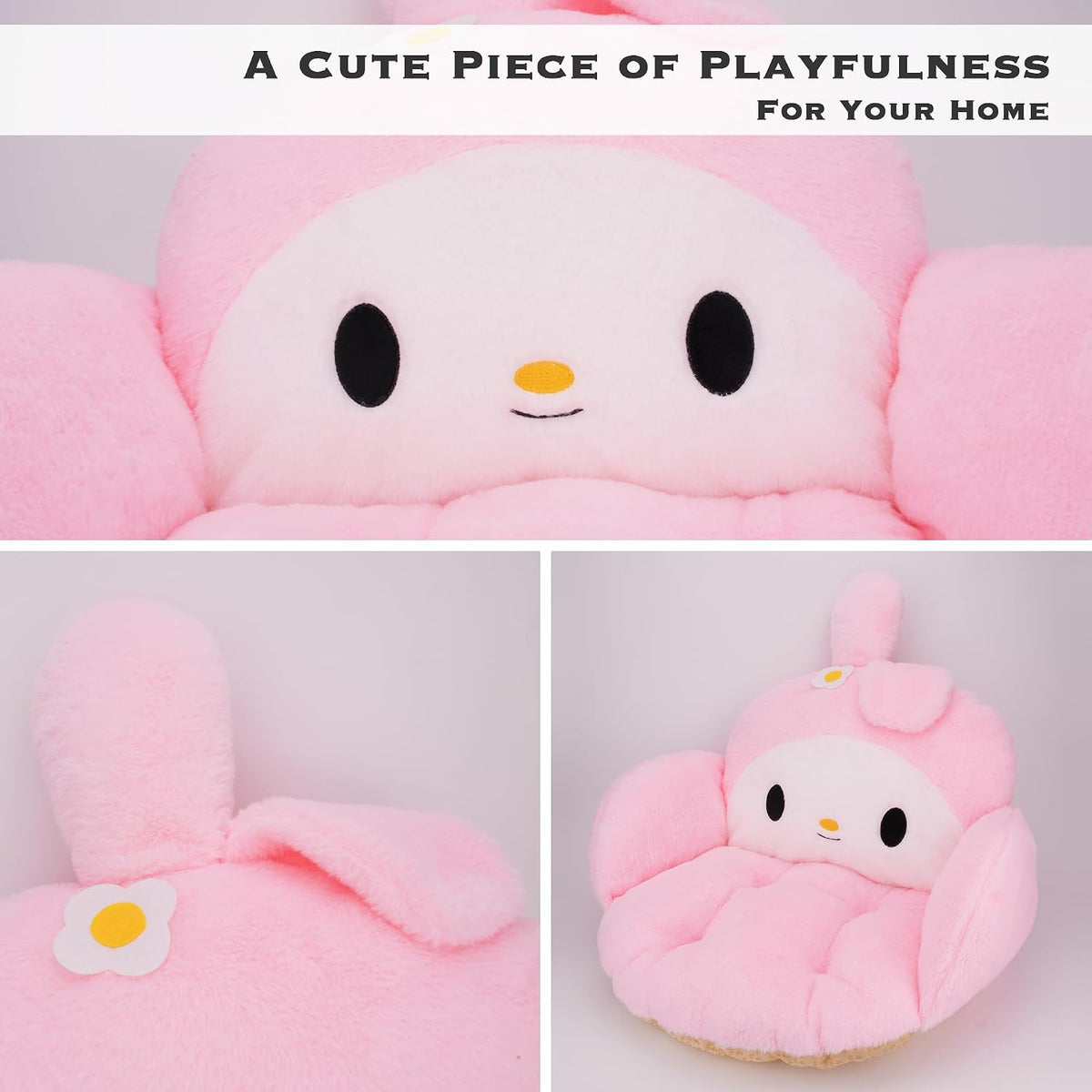 Juju Pink Kawaii Cushion - Kawaii Room Decor - Seat Cushions for Office Chairs - Office Chair Cushions - Car Seat Cushion - Gaming Room Decor - Gaming Desk Accessories Floor Pillow (Pink)