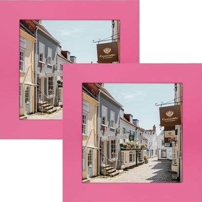 Picture Frames 4x4 Pink Solid Wood 2 Pack for Wall and Tabletop