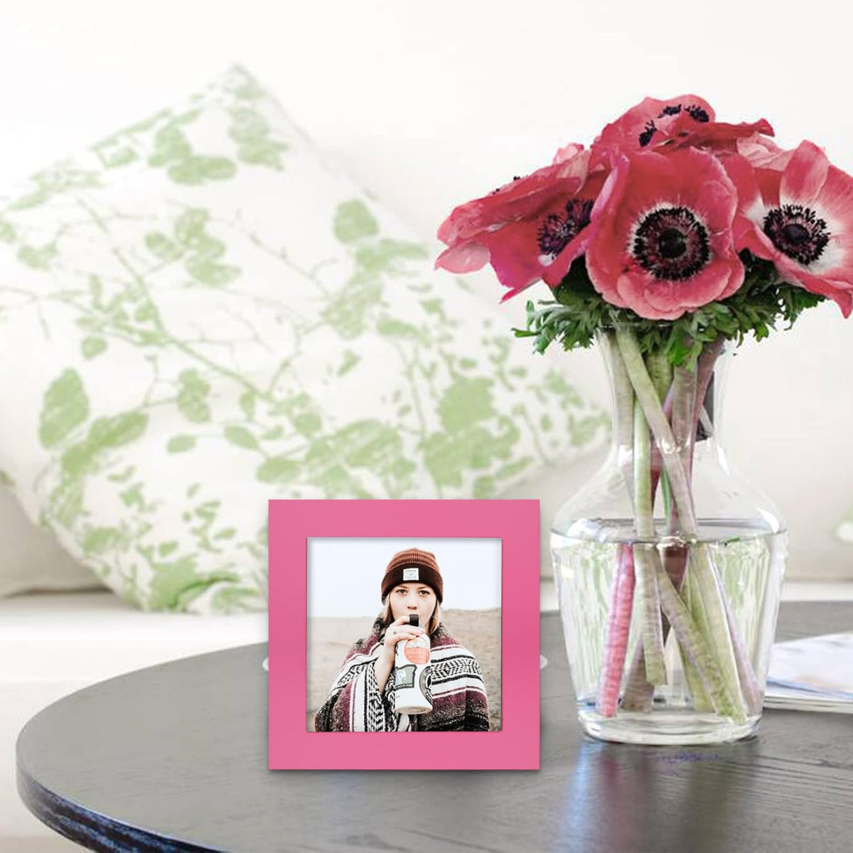 Picture Frames 4x4 Pink Solid Wood 2 Pack for Wall and Tabletop