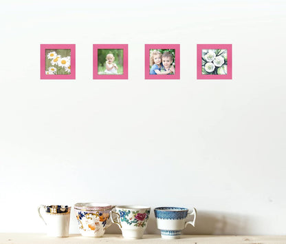 Picture Frames 4x4 Pink Solid Wood 2 Pack for Wall and Tabletop
