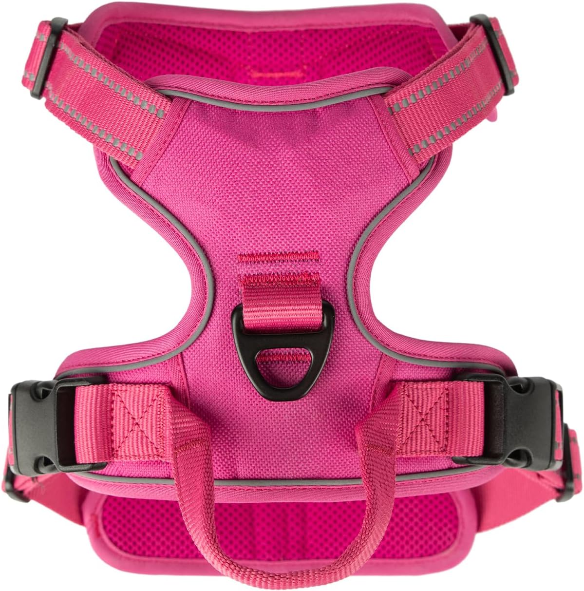 Voyager Dog Harness Dual Leash Attachment No-Pull Control Adjustable Soft but Strong Pet Harness for Medium and Large Dogs with 3M Reflective Technology, Fuchsia Nylon, M (Chest: 20-25")
