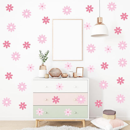 220 PCS Aesthetic Peel & Stick Pastel Pink Daisy Wall Decals Set