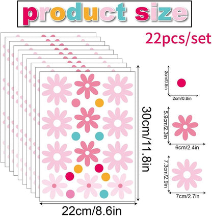 220 PCS Aesthetic Peel & Stick Pastel Pink Daisy Wall Decals Set