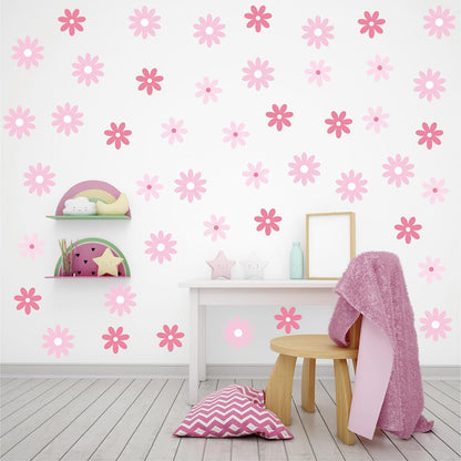 220 PCS Aesthetic Peel & Stick Pastel Pink Daisy Wall Decals Set