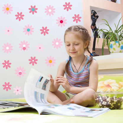 220 PCS Aesthetic Peel & Stick Pastel Pink Daisy Wall Decals Set
