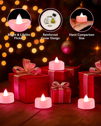 Flameless Candles, 50Pack Pink Tea Lights Battery Operated