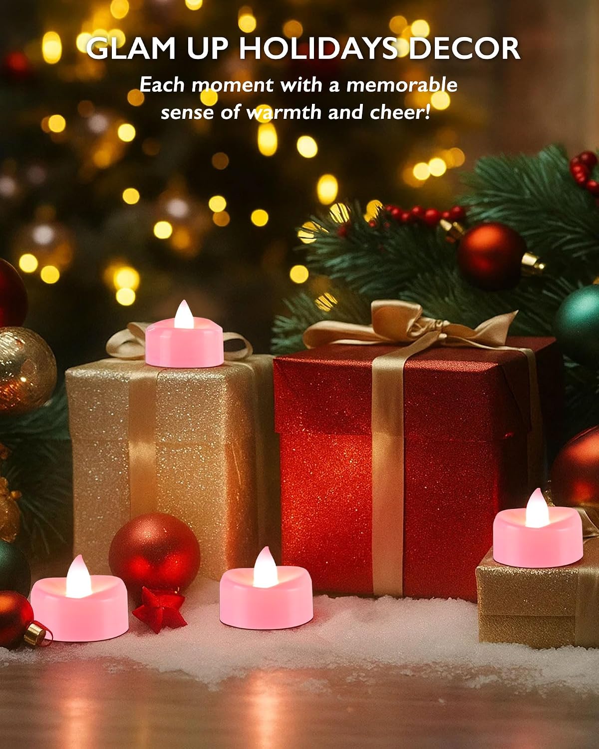 Flameless Candles, 50Pack Pink Tea Lights Battery Operated