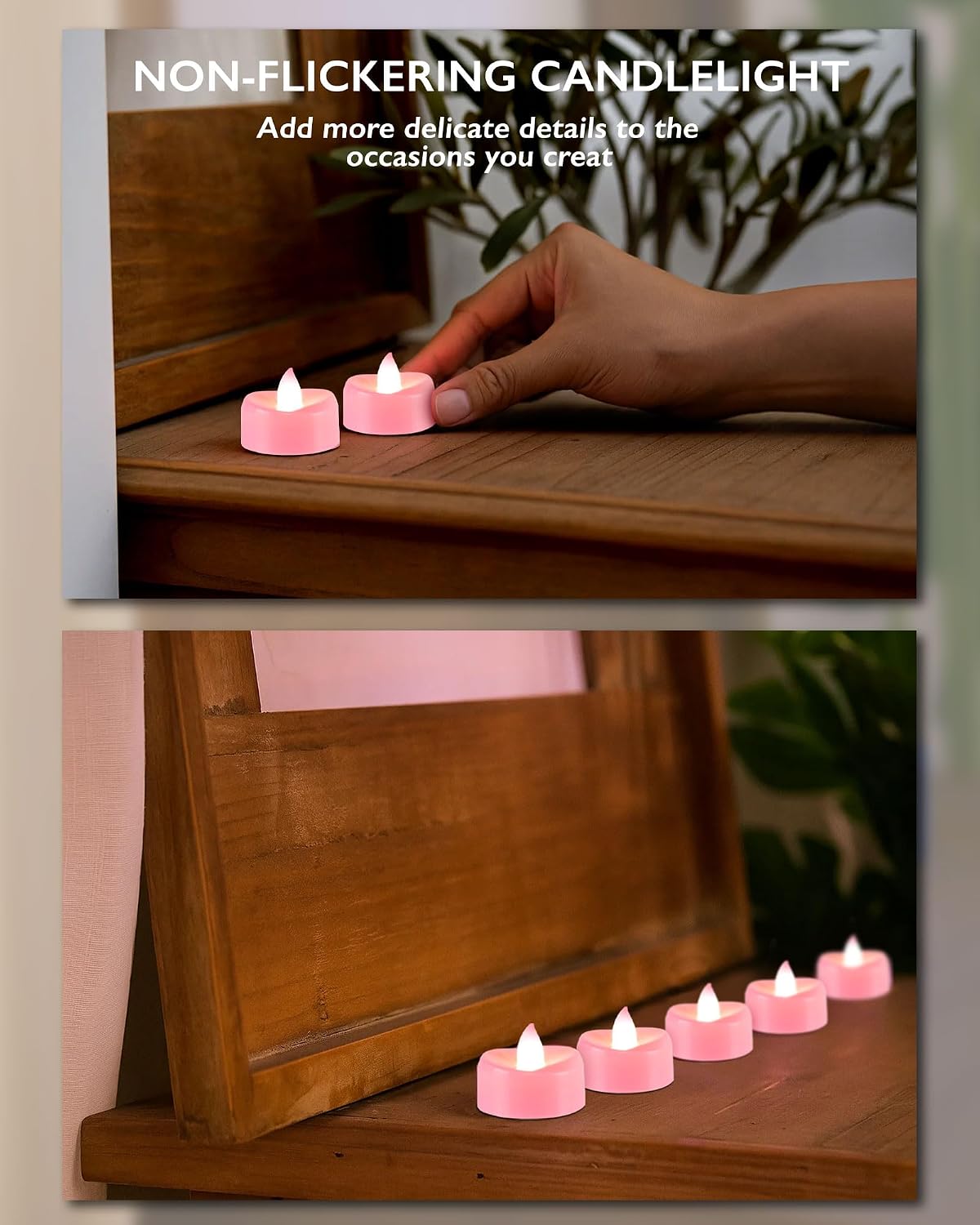 Flameless Candles, 50Pack Pink Tea Lights Battery Operated