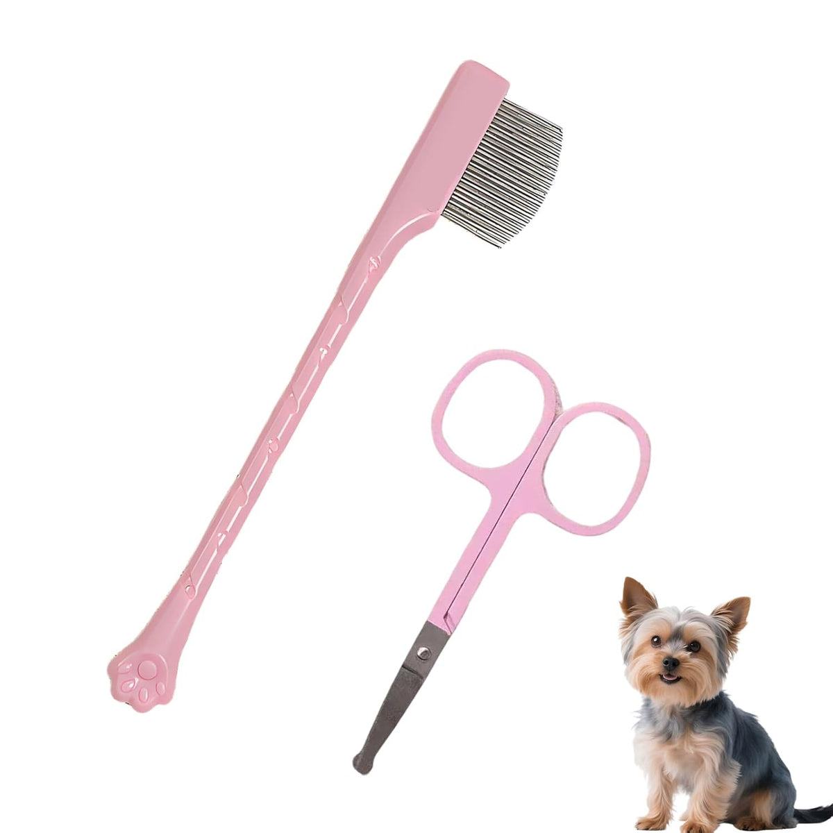 2 Pack Stainless Steel Dog Eye Comb, Puppy Flea Brush (Pink)