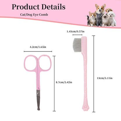 2 Pack Stainless Steel Dog Eye Comb, Puppy Flea Brush (Pink)