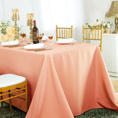 Wholesale (200 GSM) 90" x 132" Rectangular Polyester Tablecloths Table Cover Linens for Restaurant Kitchen Dining Wedding Party Banquet Events - Peach/Apricot