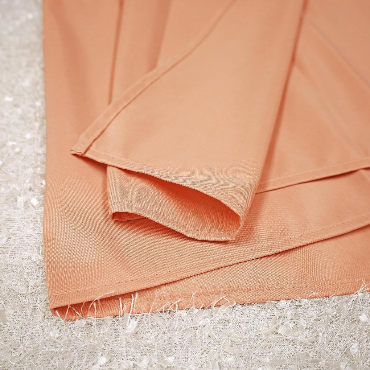 Wholesale (200 GSM) 90" x 132" Rectangular Polyester Tablecloths Table Cover Linens for Restaurant Kitchen Dining Wedding Party Banquet Events - Peach/Apricot