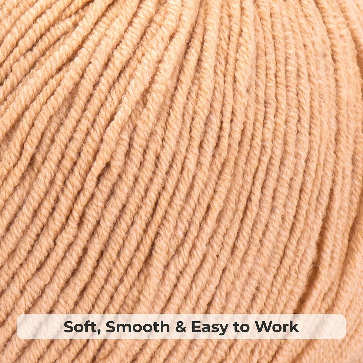PureTouch Cotton Blend Yarn, Soft & Durable Crochet Yarn for Knitting & Amigurumi, 174 Yards, 50g, 55% Cotton 45% Acrylic (Peach Beige, 2 SKEINS)