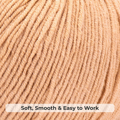 PureTouch Cotton Blend Yarn, Soft & Durable Crochet Yarn for Knitting & Amigurumi, 174 Yards, 50g, 55% Cotton 45% Acrylic (Peach Beige, 2 SKEINS)