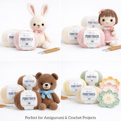 PureTouch Cotton Blend Yarn, Soft & Durable Crochet Yarn for Knitting & Amigurumi, 174 Yards, 50g, 55% Cotton 45% Acrylic (Peach Beige, 2 SKEINS)