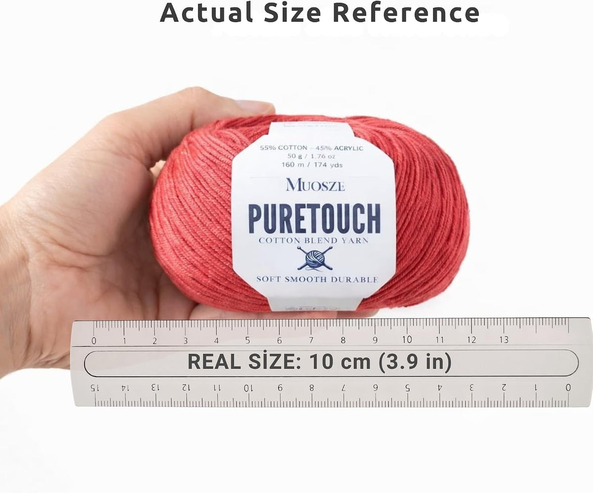PureTouch Cotton Blend Yarn, Soft & Durable Crochet Yarn for Knitting & Amigurumi, 174 Yards, 50g, 55% Cotton 45% Acrylic (Peach Beige, 2 SKEINS)