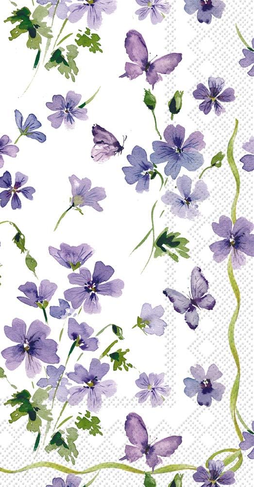 Boston International IHR 3-Ply Guest Towel Buffet Paper Napkins, 16-Count, 8.5 x 4.5-Inches, Purple Spring