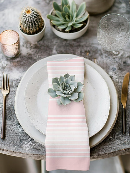 Pink Stripes Cloth Napkins, Minimalist Stripe Modern Gradient Industrial Washable Dinner Napkins, Square Napkins Cloth for Dinner Birthday Holiday Party Restaurant, 20"x20", 2PCS