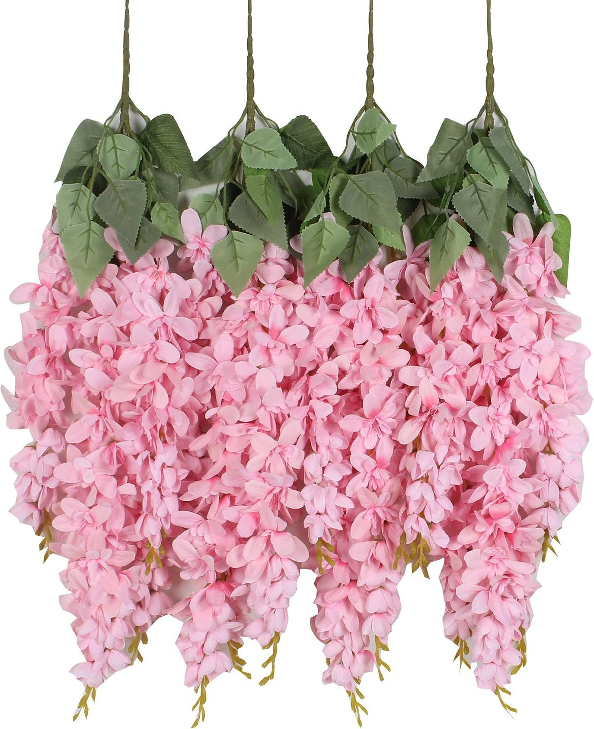 Silk Wisteria Flower Artificial 2.13 Feet Hanging Wisteria Vine Fake Flower Bush String Home Party Wedding Decoration,Pack of 4 (Pink)