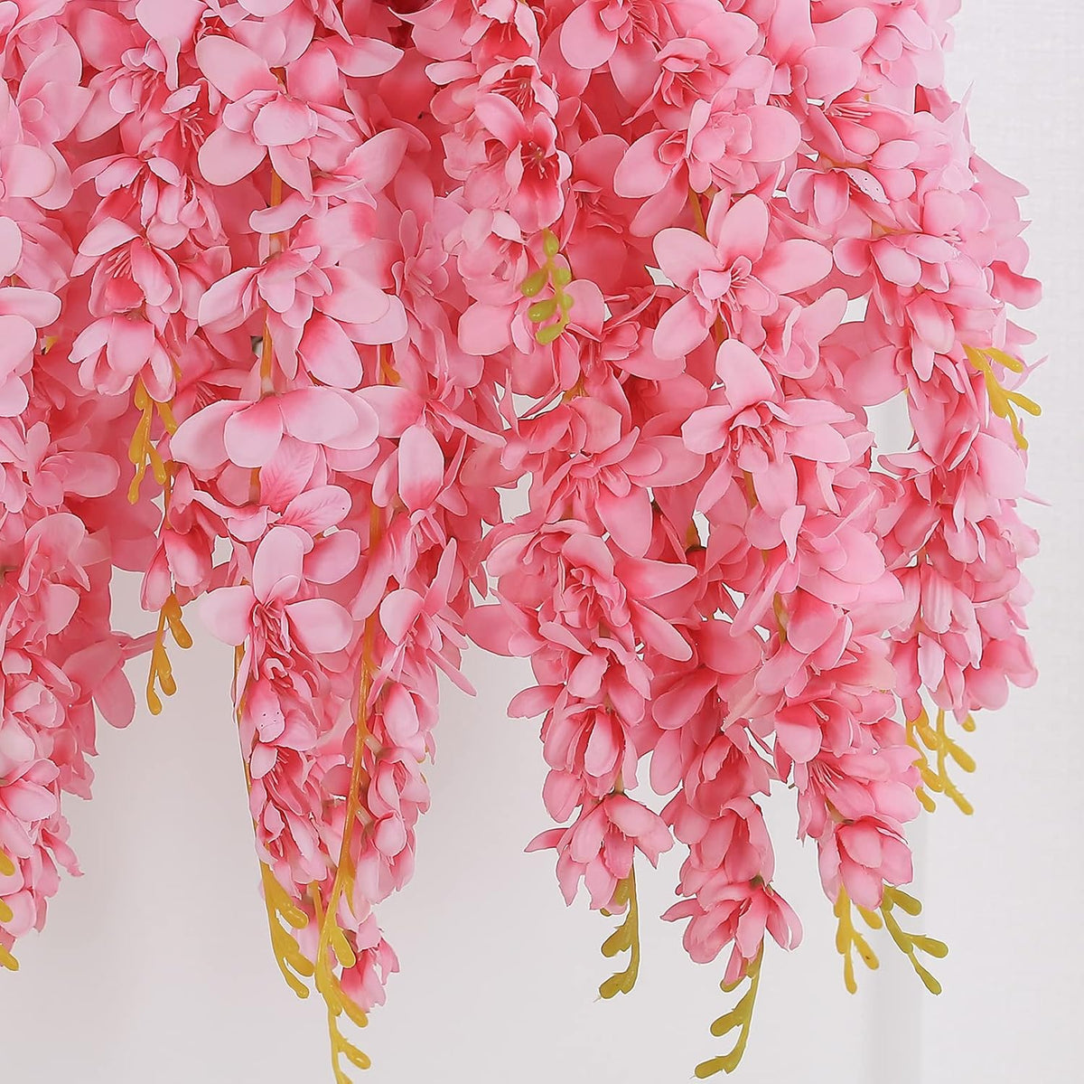 Silk Wisteria Flower Artificial 2.13 Feet Hanging Wisteria Vine Fake Flower Bush String Home Party Wedding Decoration,Pack of 4 (Pink)
