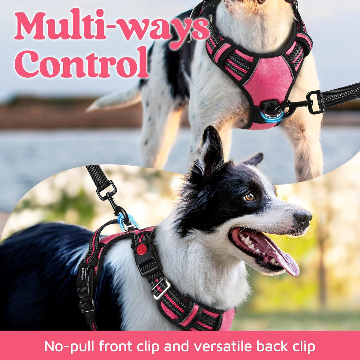 Dog Harness for Large, No Pull 3 Buckles Easy On & Off
