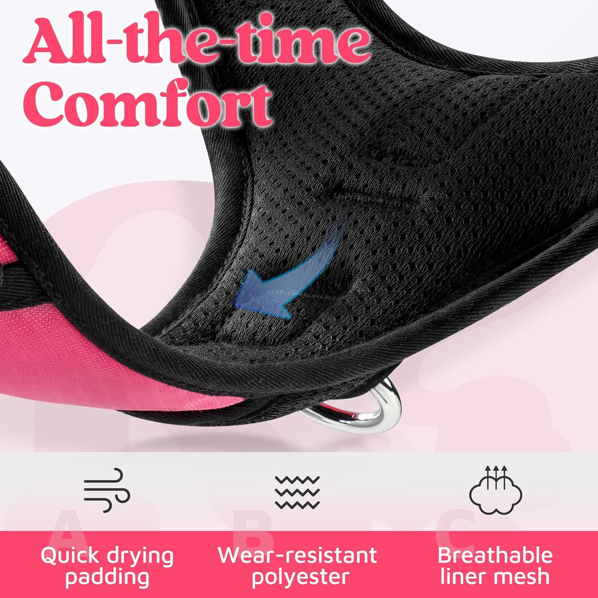 Dog Harness for Large, No Pull 3 Buckles Easy On & Off