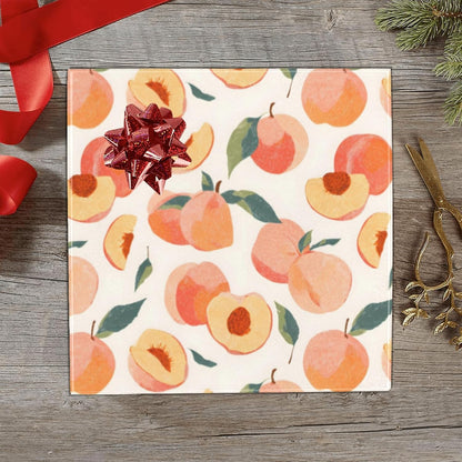 Pink Peaches Pattern Design Birthday Wrapping Paper Roll, Mini Roll Gift Wrap Perfect for Weddings, Brides, Holidays, Baby Showers - 58 x 22.8 inches
