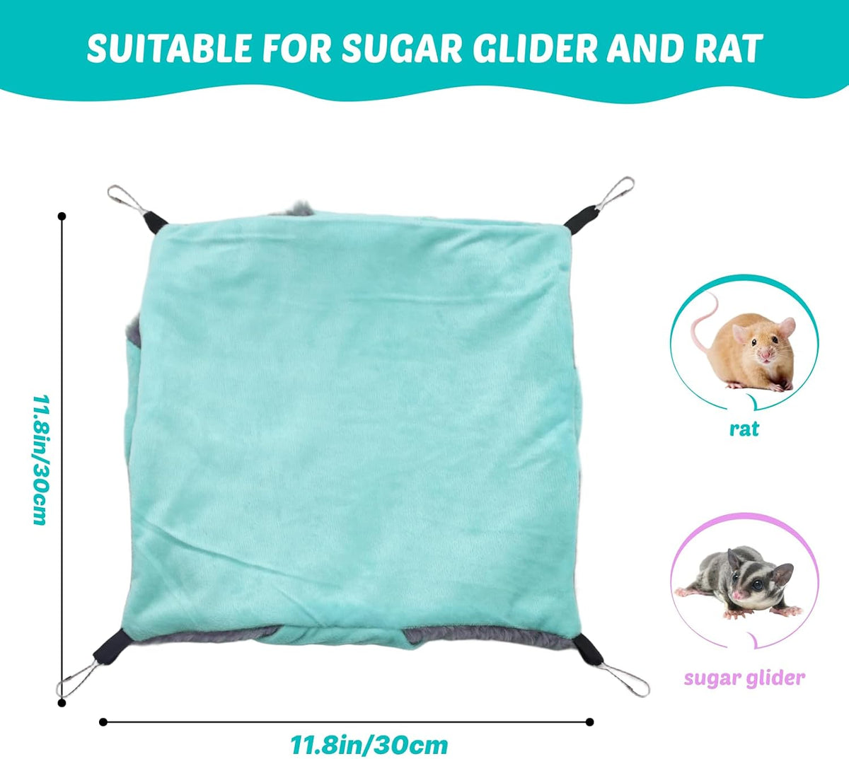 Sugar Glider Pouch Hammock Bed Bedding, Sugar Glider Cage Accessories Toys for Rat, 3-Layer Hammock Make Pet Cages More Three-Dimensional (4.Pink)