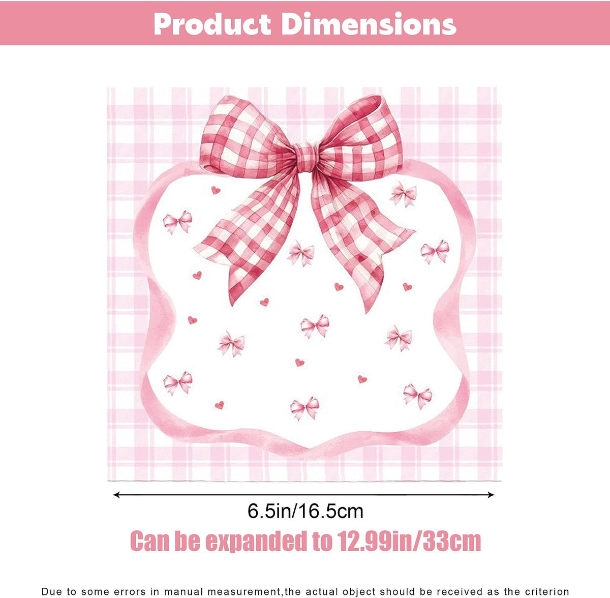 Bow Napkins, 20 Pack Pink Bow Napkins, Pink Napkin for Party, Paper Napkin