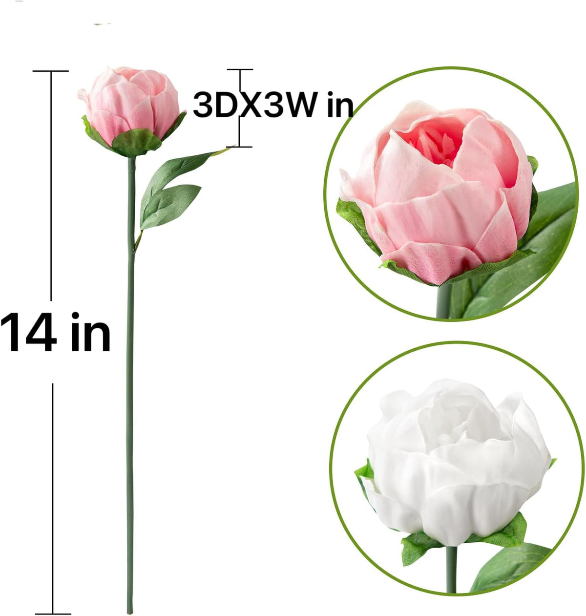 6 Pack Artificial Peony Flowers 14 Inch Shabby Chic Pink Real Touch