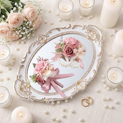 2 Pcs Dusty Pink Corsage and Boutonniere Set Wedding Accessories