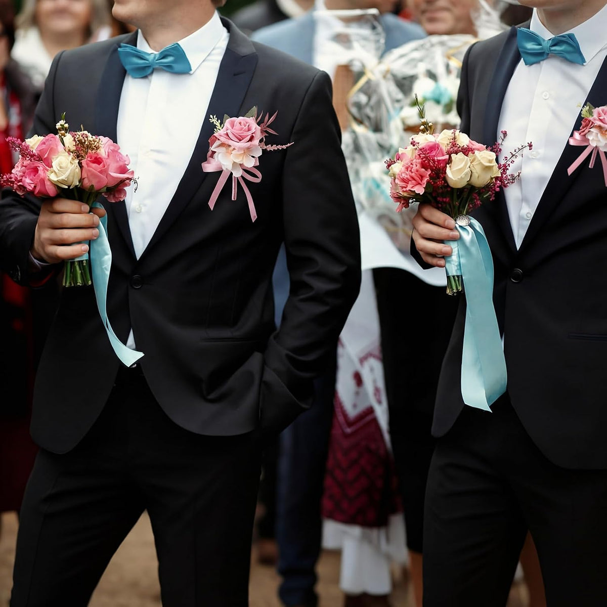 2 Pcs Dusty Pink Corsage and Boutonniere Set Wedding Accessories