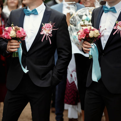 2 Pcs Dusty Pink Corsage and Boutonniere Set Wedding Accessories